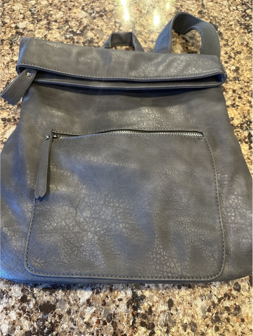 Urban Expressions Lennon Gray Vegan Leather Convertible Backpack - Picture 2 of 4